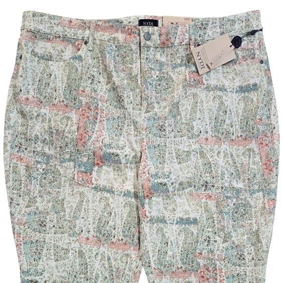 NYDJ NWT Paisley Impression Marilyn Straight Cropped Jeans Boho Vacation - Picture 5 of 11